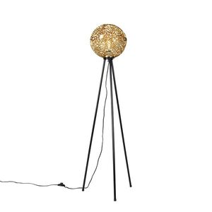 Stojaca lampa v štýle Art Deco trojnožka zlatá - Maro vyobraziť