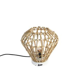 Rustikálna stolná lampa bambusová s bielou - Canna Diamond vyobraziť