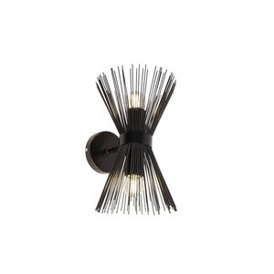 Art Deco nástenná lampa čierna 2-svetlá - Broom vyobraziť