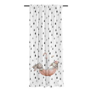 Biely detský záves z bavlneného saténu 110x250 cm Bunnies in the Rain – Butter Kings vyobraziť