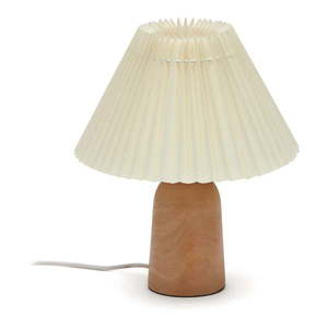 Béžová/v prírodnej farbe stolová lampa z kaučukového dreva s textilným tienidlom (výška 33 cm) Benicarlo – Kave Home vyobraziť
