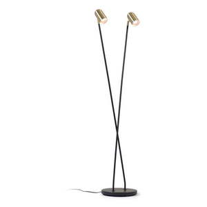 Čierna/v zlatej farbe stojacia lampa s kovovým tienidlom (výška 152 cm) Clemence – Kave Home vyobraziť