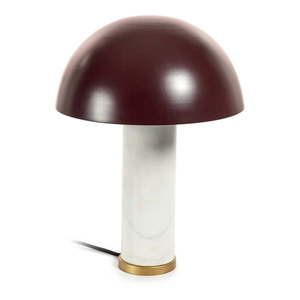 Biela/tmavohnedá mramorová stolová lampa s kovovým tienidlom (výška 43 cm) Zorione – Kave Home vyobraziť