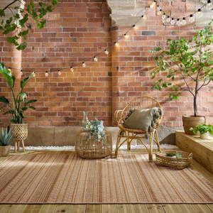 Vnútorný a vonkajší koberec v prírodnej farbe 200x290 cm Farah Stripe – Flair Rugs vyobraziť