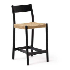 Čierna/v prírodnej farbe barová stolička z dubového dreva (výška sedadla 65 cm) Yalia – Kave Home vyobraziť