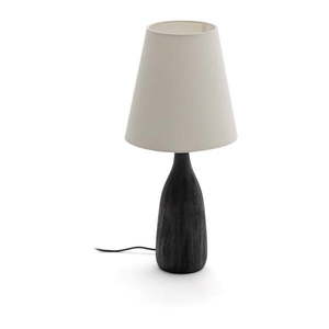 Čierna/krémovobiela stolová lampa s textilným tienidlom (výška 56 cm) Luvia – Kave Home vyobraziť