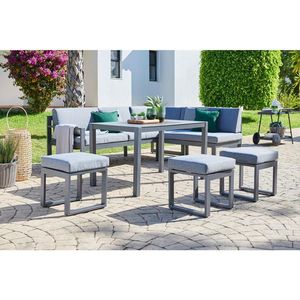 Ambia Garden JEDÁLENSKÁ TERASOVÁ SÚPRAVA 6-dielne, kov, sklo, textil vyobraziť