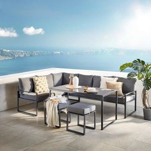 Ambia Garden JEDÁLENSKÁ TERASOVÁ SÚPRAVA 16-dielne, kov, sklo, textil vyobraziť