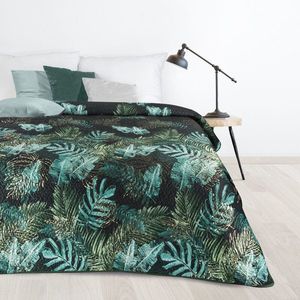 ArtFir Prikrývka na posteľ DAWOSA | čierna/zelená 200 x 220 cm vyobraziť