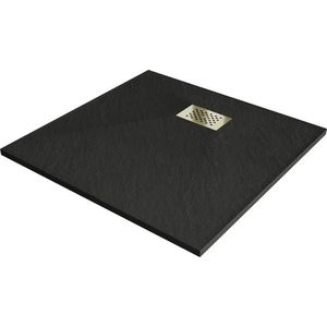 MEXEN/S - Hugo sprchová vanička SMC 90 x 90, čierna, krytka zlatá 42709090-G vyobraziť