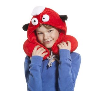 Detský cestovný vankúš s kapucňou - červený rak vyobraziť