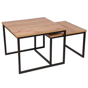 Súprav stolíkov Pati 62x62/52x52 cm dub Wotan/čierne nohy vyobraziť