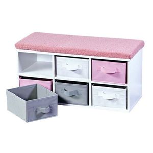 Kesper 17739 Lavica so 6 boxmi, biela/sivá/ružová, 38 x 68 x 29, 5 cm vyobraziť