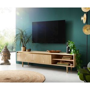 TV stolík Budaya mango prírodný 175 cm 2 dvierka 2 priehradky okrúhla vyobraziť