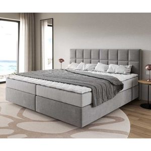 Boxspringová posteľ Dream-Fine z mikrovlákna sivá 200x200 cm vyobraziť