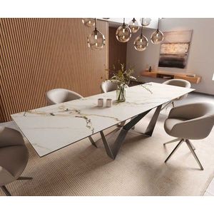 Jedálenský stôl Edge 300x100 keramický Calacatta Luxe bielo-zlato-šedý vyobraziť
