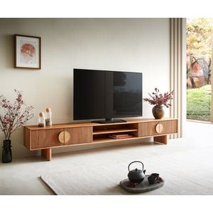 TV stolík Surimu 240 cm akáciová svetlohnedá 4 dvierka 2 priehradky vyobraziť