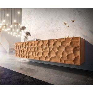 TV stolík Solu 175 cm prírodná akácia 2 dvierka 2 zásuvky 3D vyobraziť