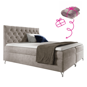 Boxspringová posteľ, 200x200, sivobéžová Taupe látka Velvet, GULIETTE + darček vyobraziť