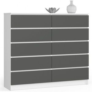 Komoda Kuba 140 cm 10 zásuviek biela/grafitová vyobraziť