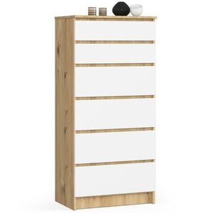 Komoda Kuba 60 cm - 6 zásuviek dub artisan/biela vyobraziť
