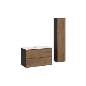 Koupelnová sestava s deskou, skříňkami a zápustným umyvadlem Talia Casella 80 cm černý mat/dub casella vyobraziť