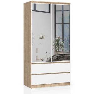 Šatníková skriňa Star so zrkadlom 90 cm dub sonoma/biela vyobraziť