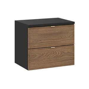 Závěsná skříňka pod umyvadlo Talia Casella s deskou 60 cm černý mat/dub casella vyobraziť