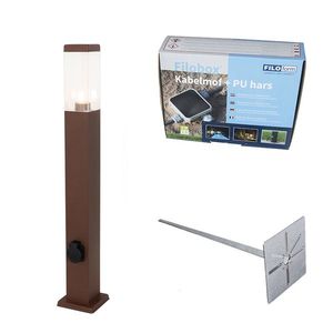 Vonkajšia lampa hrdzavohnedá 80 cm so zásuvkou IP44 - Malios vyobraziť