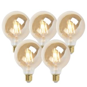 Sada 5 stmievateľných LED žiaroviek E27 G95 zlatá 5W 380lm 2200K vyobraziť