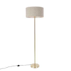 Stojaca lampa mosadzná s tienidlom z bouclé taupe 50 cm - Simplo vyobraziť