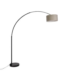 Moderná oblúková stojaca lampa čierna s taupe boucle tienidlom 50 cm - XXL vyobraziť