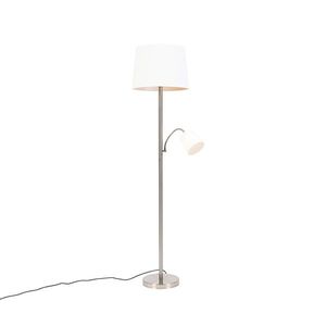 Inteligentná stojaca lampa oceľ s bielym tienidlom vrátane Wifi A60 a E14 - Retro vyobraziť