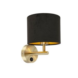 Klasická nástenná lampa zlatá s čiernym zamatovým tienidlom - Combi vyobraziť