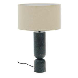Tmavozelená/béžová mramorová stolová lampa s textilným tienidlom (výška 57 cm) Vex – Kave Home vyobraziť