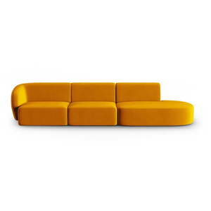 Zamatová pohovka v horčicovej farbe ľavý roh 311 cm Paolo – Milo Casa vyobraziť