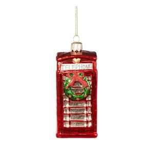 Sklenená ručne vyrobená vianočná ozdoba 11 cm Phone Box – Sass & Belle vyobraziť