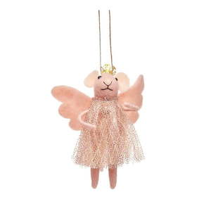 Textilná ručne vyrobená vianočná ozdoba 13 cm Pink Princess Fairy Mouse – Sass & Belle vyobraziť
