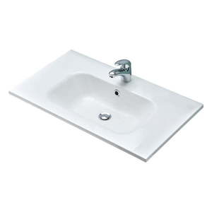 Biele umývadlo bez batérie z liateho mramoru 2x46 cm Quickset 393 – Pelipal vyobraziť
