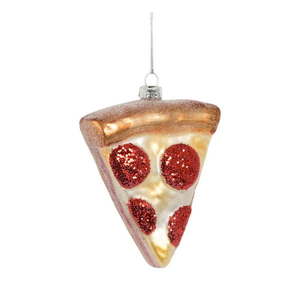 Sklenená ručne vyrobená vianočná ozdoba 10 cm Pizza Slice – Sass & Belle vyobraziť