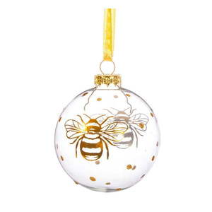 Sklenená ručne vyrobená vianočná guľa ø 8 cm Golden Bee – Sass & Belle vyobraziť