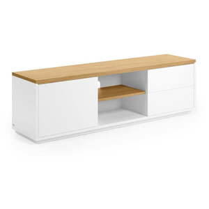 Biely TV stolík v dekore duba 150x44x36 cm Abilen – Kave Home vyobraziť