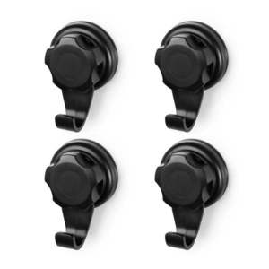 Súprava 4 čiernych samodržiacich nástenných háčikov Compactor Bestlock Black Big Hooks, ⌀ 7, 1 cm vyobraziť