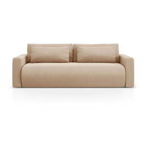 Svetlohnedá zamatová rozkladacia/s úložným priestorom pohovka 238 cm Belfast – Cosmopolitan Design vyobraziť
