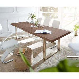 Jedálenský stôl Edge 300x100 XL akáciová hnedá nerezová oceľ úzky vyobraziť