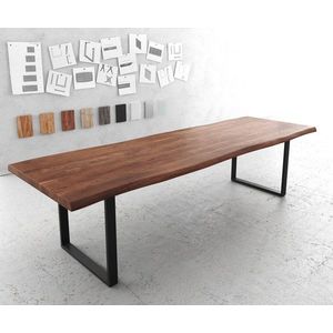 Jedálenský stôl Edge 300x100 XL akáciová hnedá kovová čierna vyobraziť