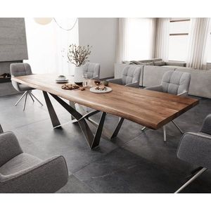 Jedálenský stôl Edge 300x100 XL akáciová hnedá plochá nerezová oceľ vyobraziť