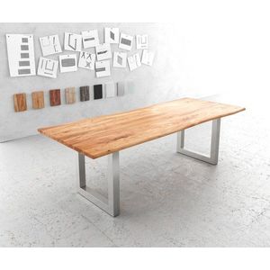 Jedálenský stôl Edge 240x100cm Akácia prírodná nerezová oceľ široký vyobraziť