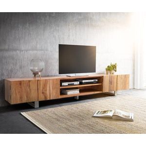 TV stolík Live Edge 300 cm prírodná akácia 4 dvierka 2 priehradky vyobraziť