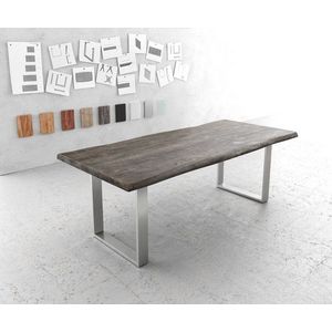 Jedálenský stôl Edge 220x100cm XL Acacia platinum nerezová oceľ úzky vyobraziť